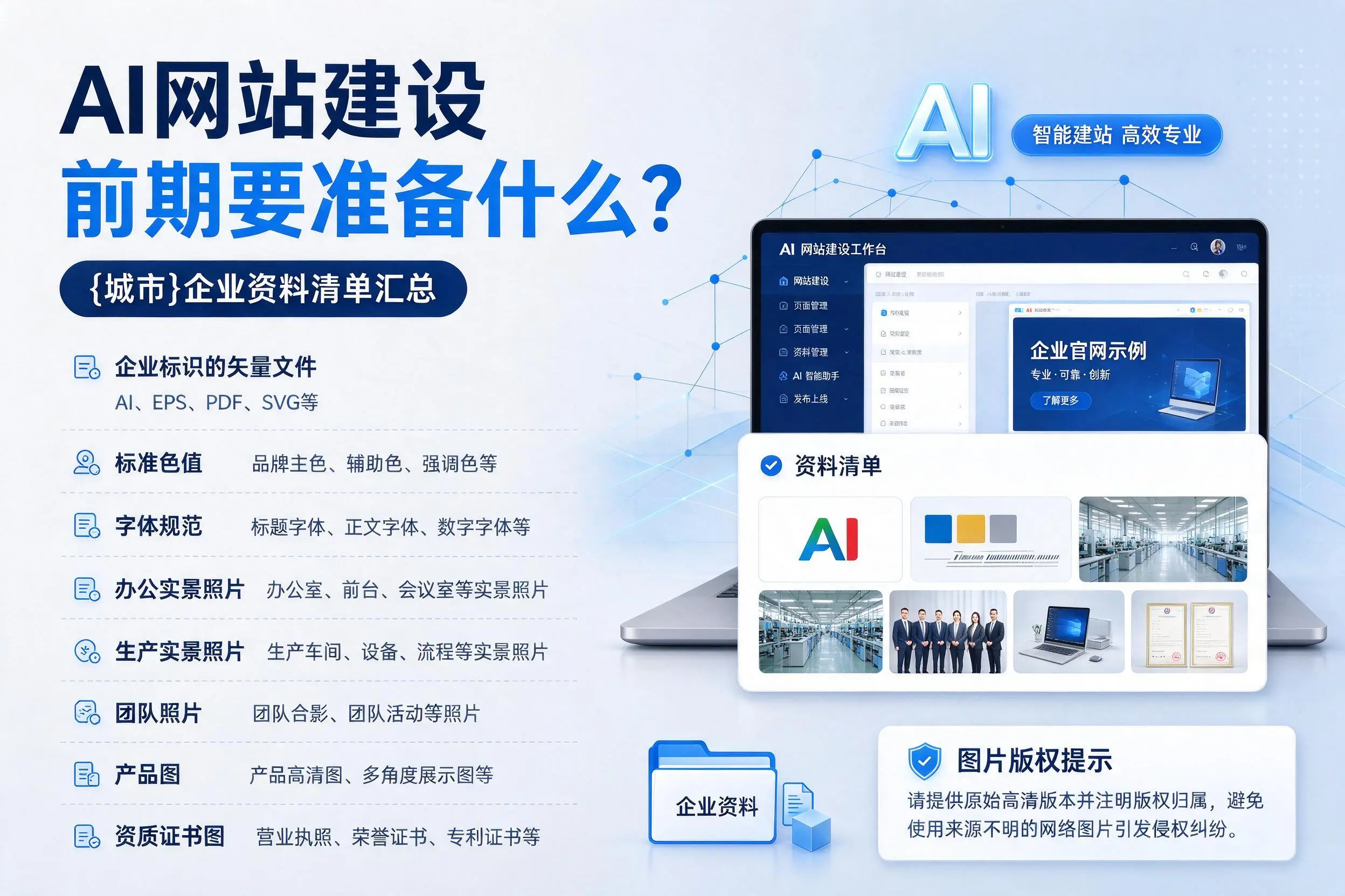 AI网站建设前期要准备什么?揭阳企业资料清单汇总
